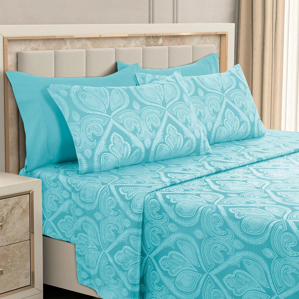 Luxury Deep Pocket 6 Piece Bed Sheet Set 1800 Series Hotel Comfort Paisley Microfiber Sheets