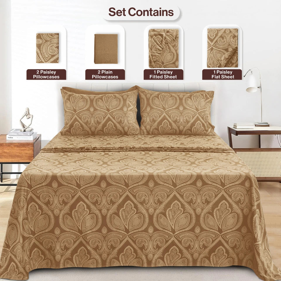 6 Piece Bed Sheets Set Luxury Microfiber Ultra Soft Deep Pocket Bedding Set Wrinkle Resistant