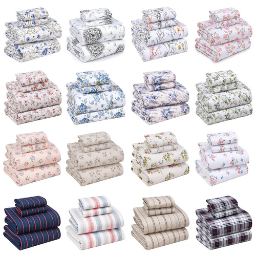 4 Piece 100% Cotton Sheet Set Deep Pocket 200 Thread Count Soft Breathable Bed Sheets