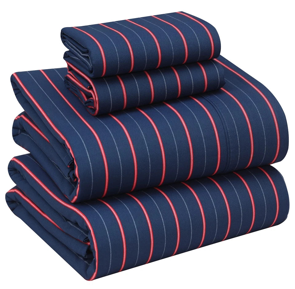 4 Piece 100% Cotton Sheet Set Deep Pocket 200 Thread Count Soft Breathable Bed Sheets