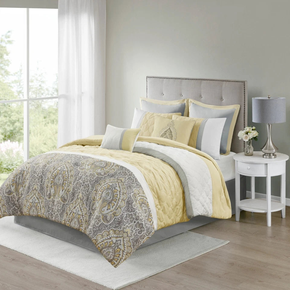 510 Design Shawnee 8 Piece Comforter Set Quilted All Season Bedding Set with Shams & Decorative Pillows