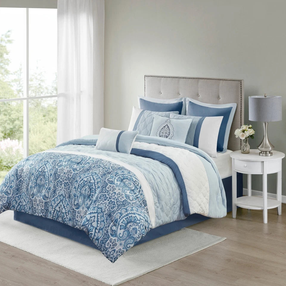 510 Design Shawnee 8 Piece Comforter Set Quilted All Season Bedding Set with Shams & Decorative Pillows