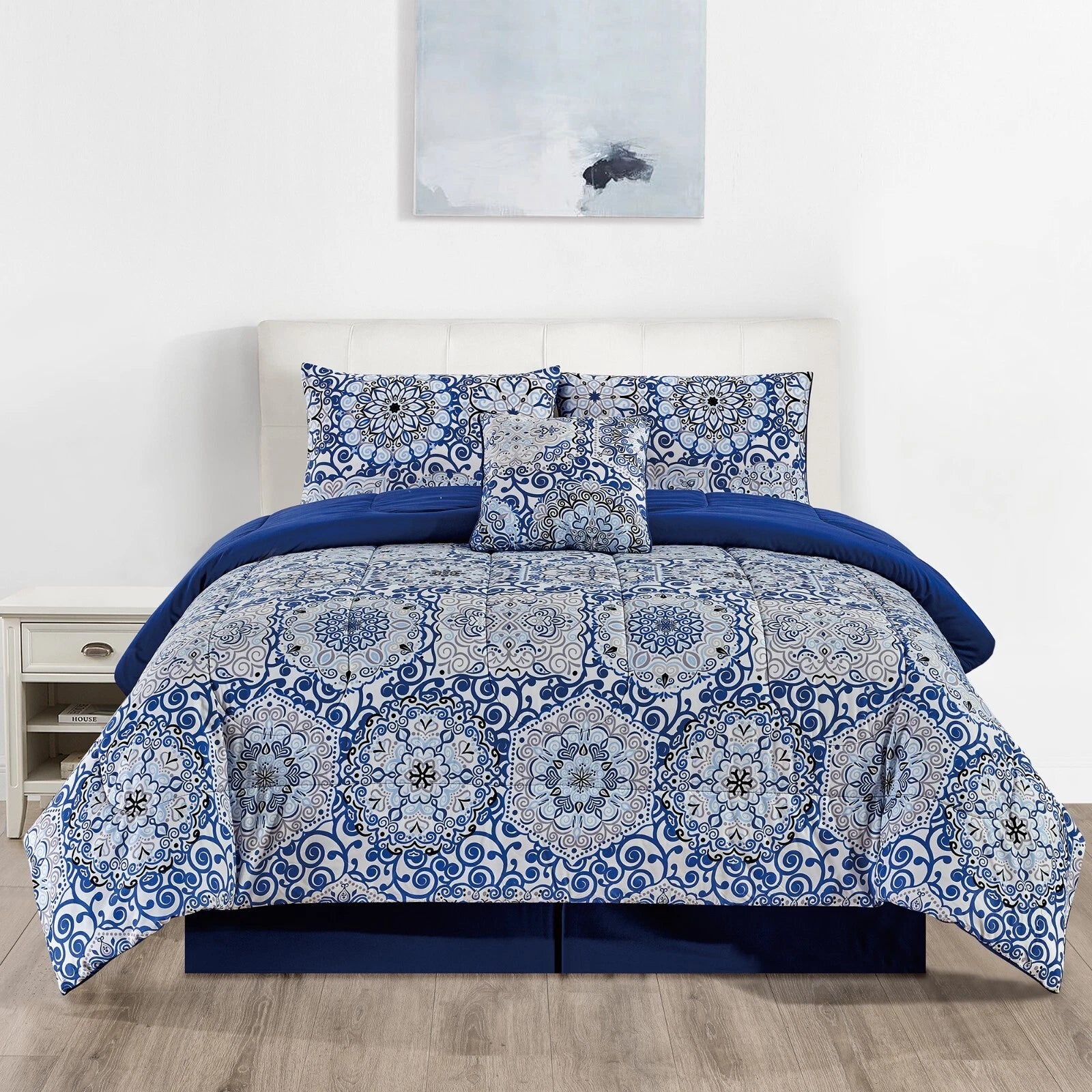 Down Alternative Comforter Set 5 Piece All Season Reversible Bedding Set Soft Microfiber Bed Set